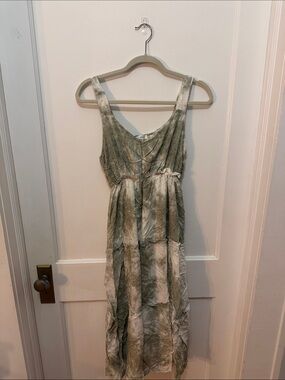 Blu Pepper Green and Cream Tie-Dye Maxi Dress